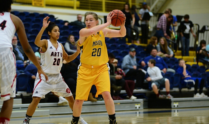 Montana State Billings forward Alisha Breen ranks second in the GNAC with 18.5 points per game.
